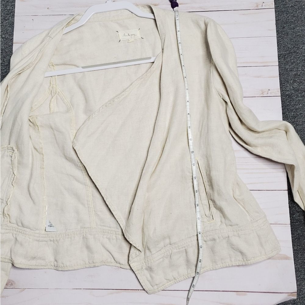 LOU & GREY jacket open front ivory cream linen waterfall XS - Picture 9 of 9